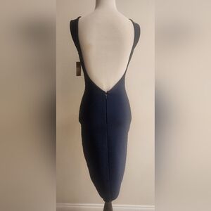 Elegant Navy Blue Backless Dress